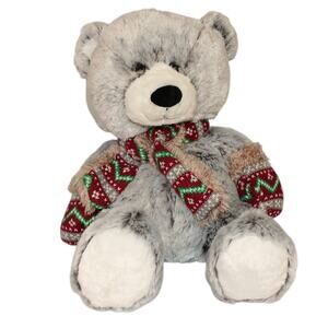 Hugfun International 18" Gray Winter Teddy Bear Plush